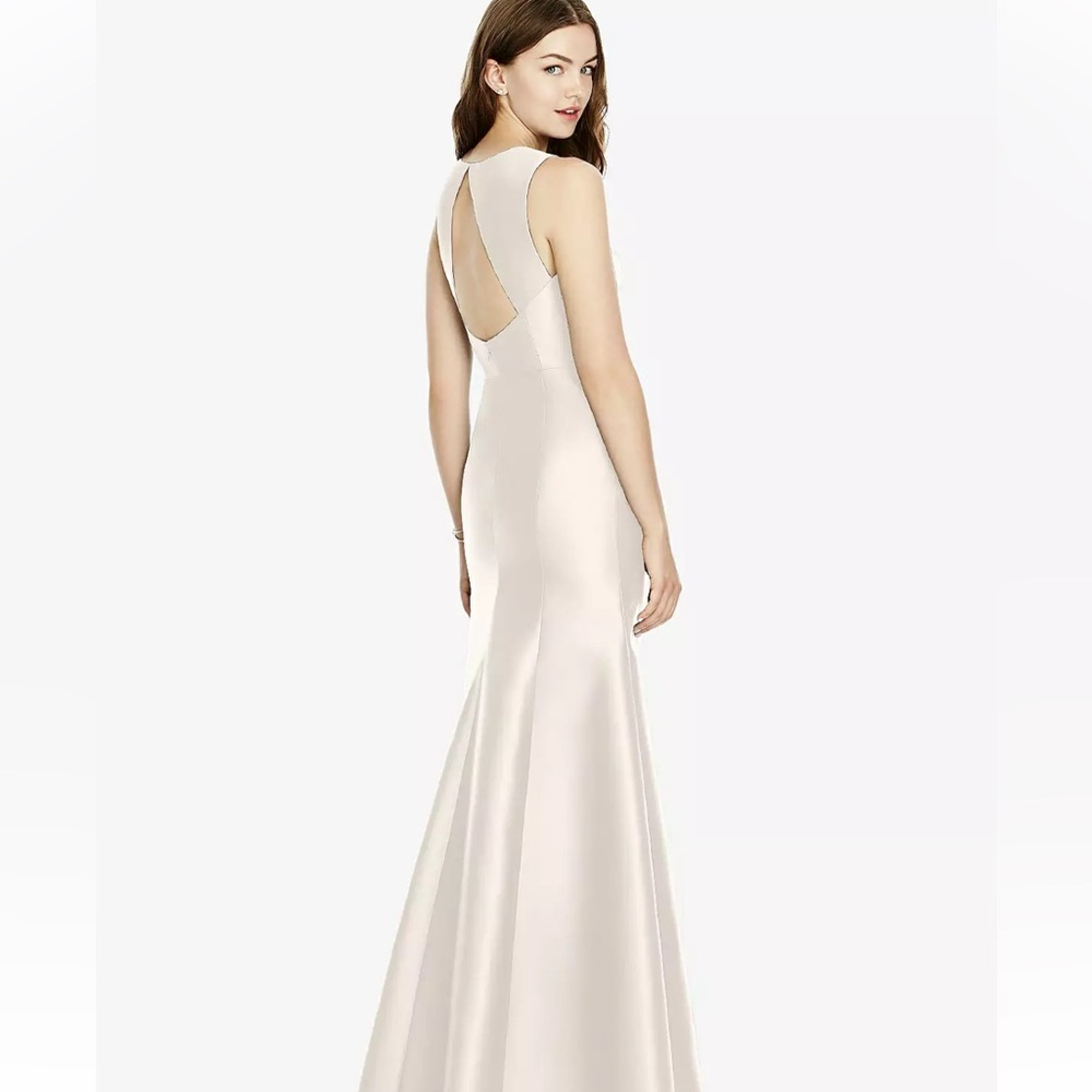 Dessy Collection Bella Bridesmaids Ivory Maxi Dress High Neck BB106 - Picture 3 of 6